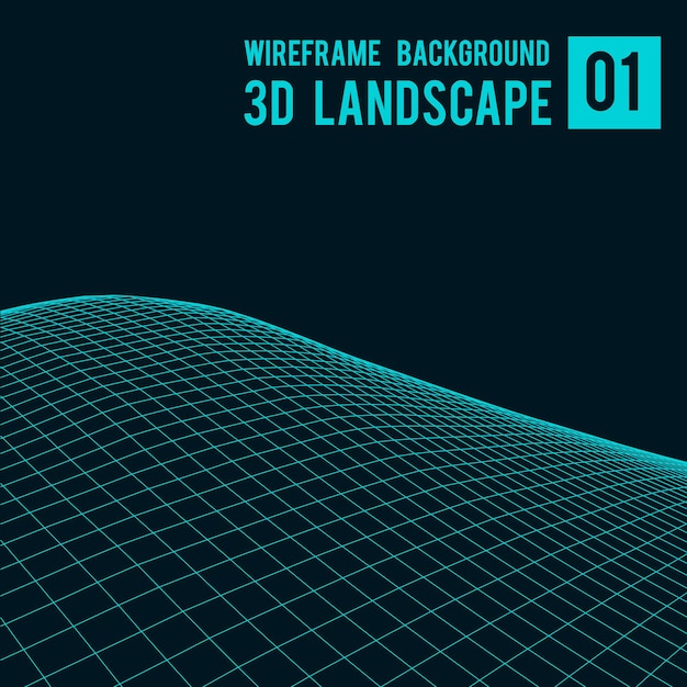 Wireframe landscape background Abstract vector3d technology illustration