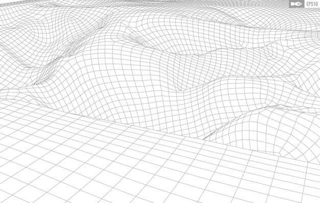 wireframe landscape on white background abstract geometric vector technology background 3d vector digital background