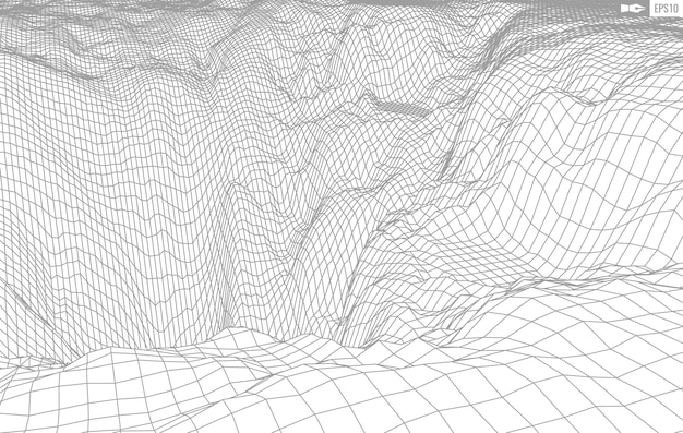wireframe landscape on white background abstract geometric vector technology background 3d vector digital background