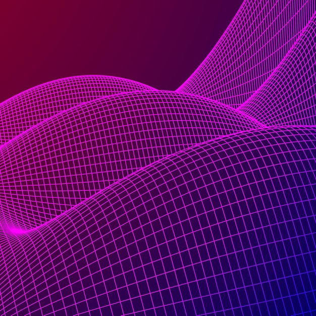 Wireframe landscape vector background cyberspace grid technology illustration