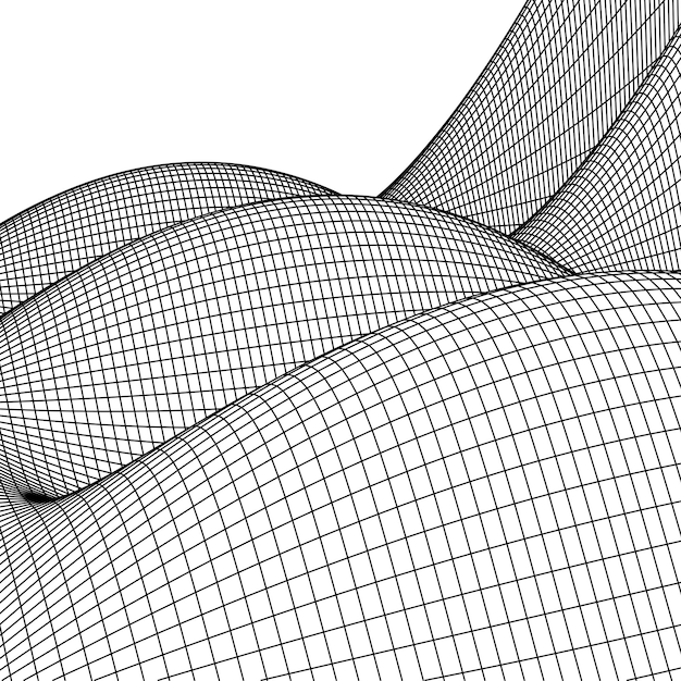 Wireframe landscape wave vector background Cyberspace grid technology illustration on white