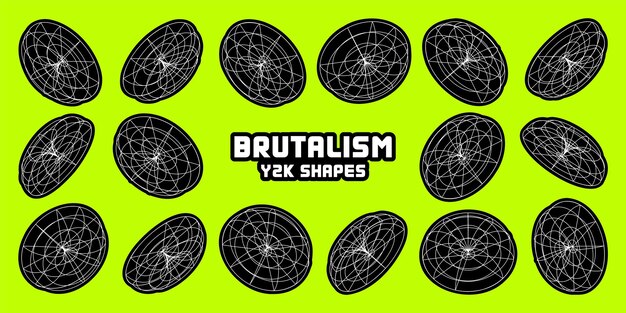 Wireframe lined shapes perspective mesh d grid modern trendy low poly geometric elements retro
