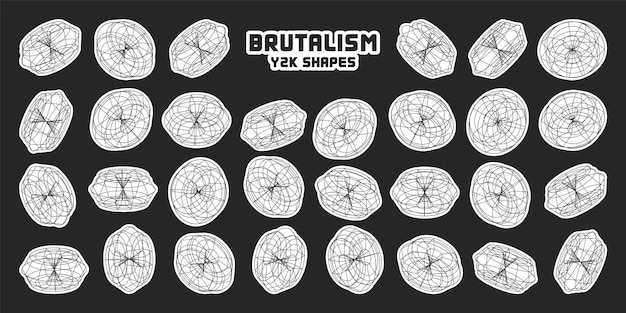wireframe lined shapes perspective mesh d grid modern trendy low poly geometric elements retro