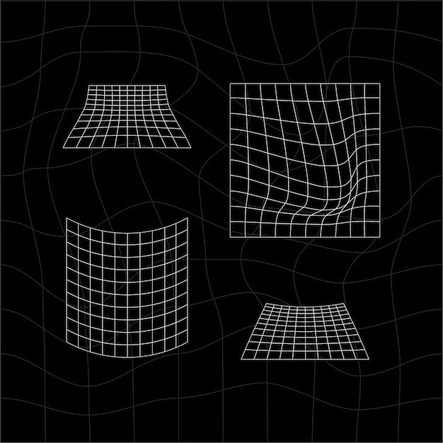 Wireframe Retro futuristic elements