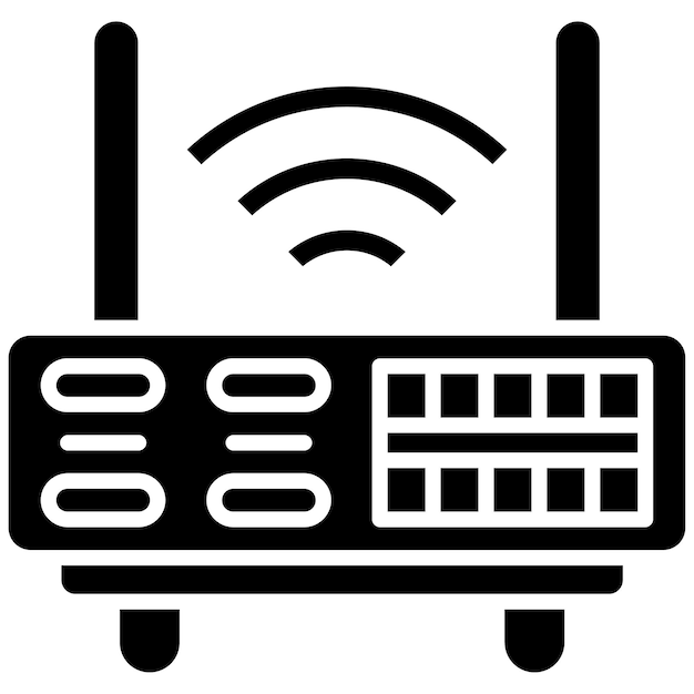 Wireless Modem Glyph Solid Black Illustration