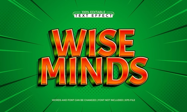 wise minds editable text effect with a smart and funny text style