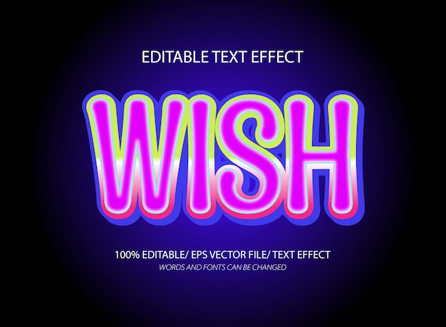 Wish 3d editable text effect template