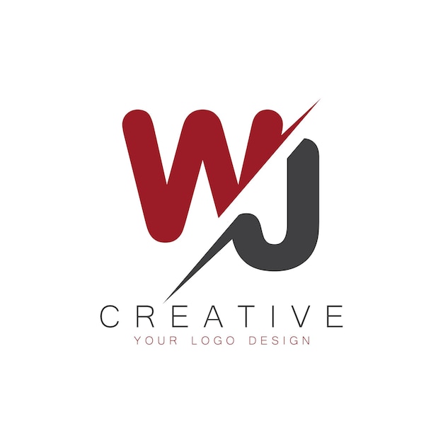 WJ initial monogram with letter creative logo