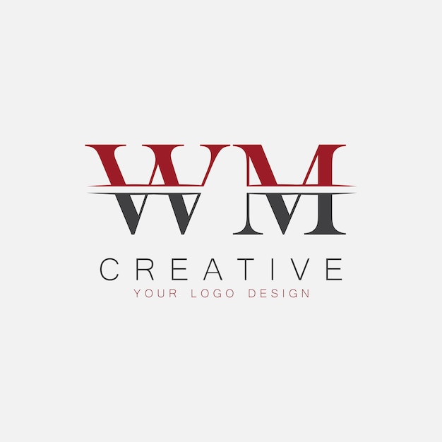 WM initial monogram with letter creative logo