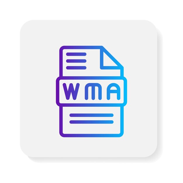 wma audio document file type flat icons extension format archive type vector illustration