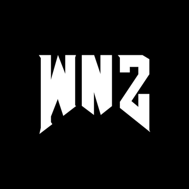 WNZ letter logo design for technology company WNZ logo design black and white color combination WNZ logo WNZ vector WNJ design WNZ icon WNZ alphabet WNZ typography logo design