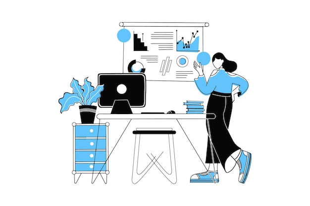 Woman Analyze Data and Chart in Offic