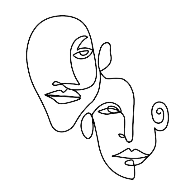 Woman face Minimalist Abstract one Line Art