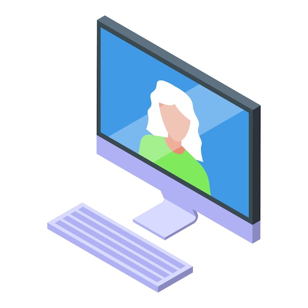 Woman having video call on computer with keyboard