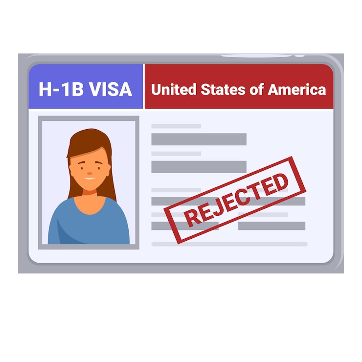 Vektör woman holding rejected h 1b united states of america visa