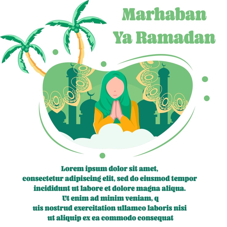 Vektör woman in the month of ramadan praying flat illustration