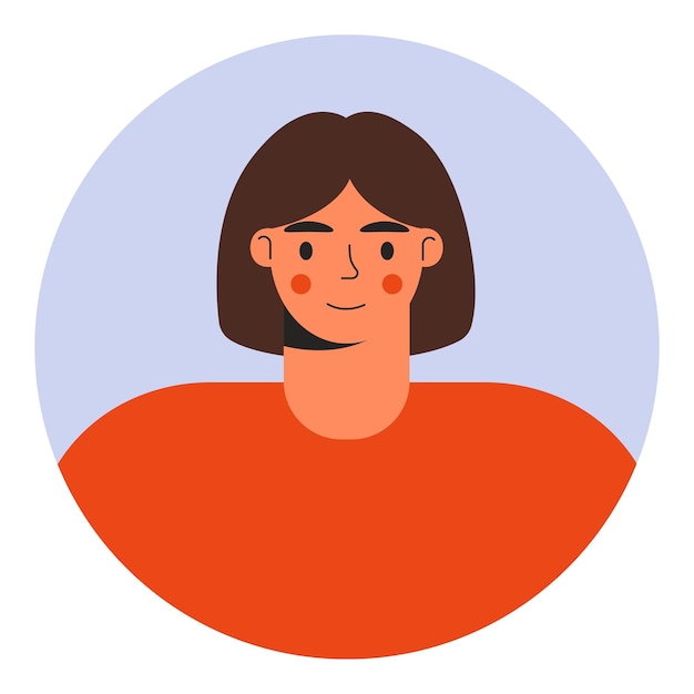 Woman portrait in round frame User profile Flat vector cartoon illustration