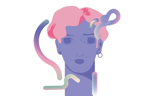 woman portrait with abstract shapes.