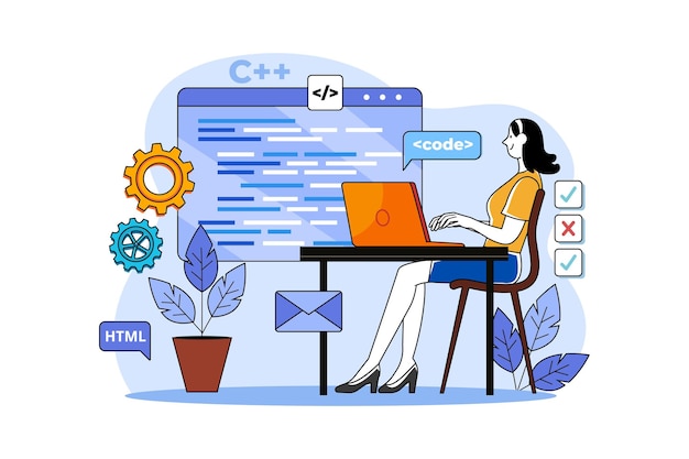 Woman programmer working on a new project