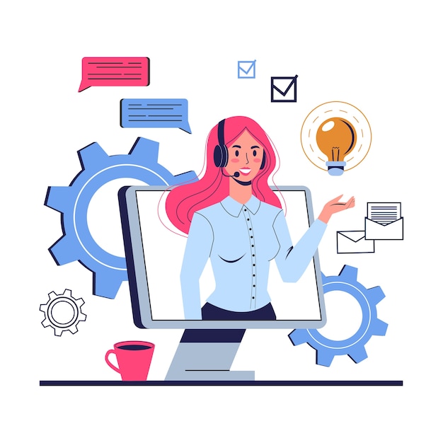 Woman support clients and help them with problems