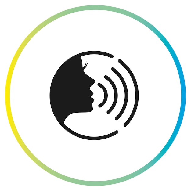 woman voice command with sound waves icon vector