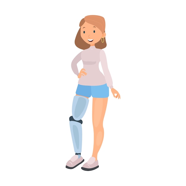 Woman with leg prosthesis flat icon colored vector element from disabled collection creative woman