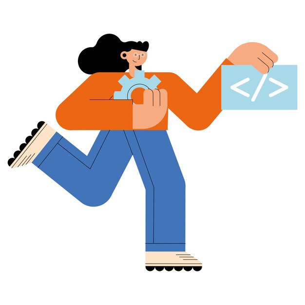 Woman with programming code character