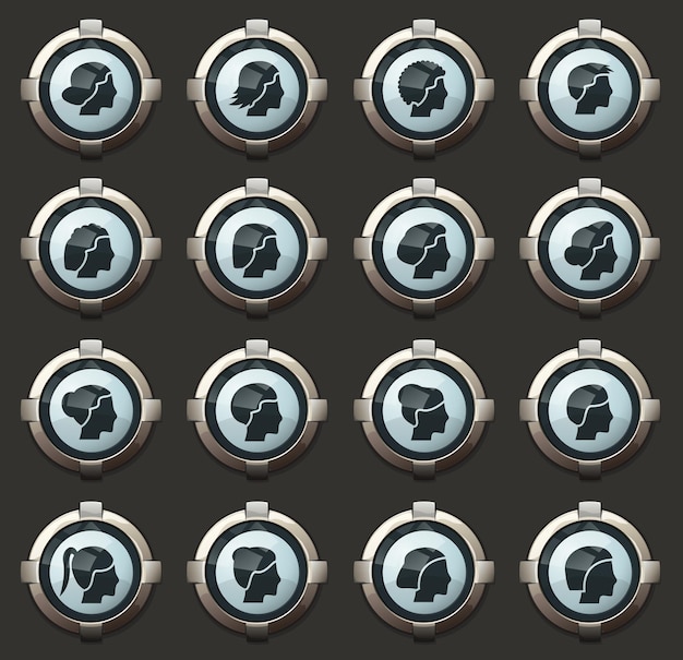 womans hairstyles vector icons for user interface design
