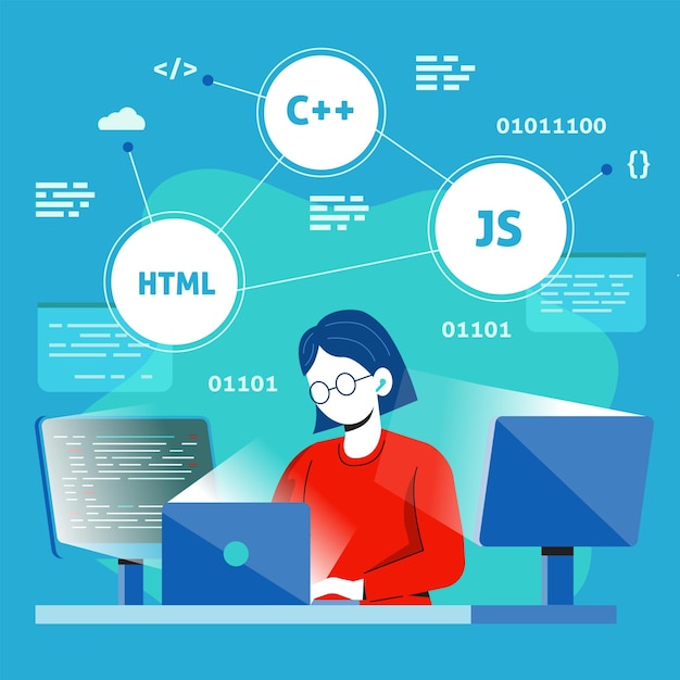 Women Coding on desk