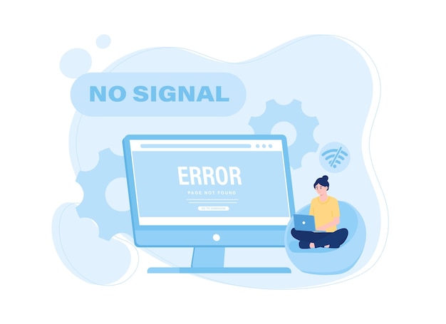 women no internet network with laptop trending concept flat illustration