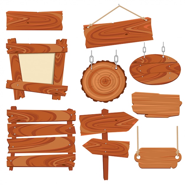 Wood boards and signs wooden banners.