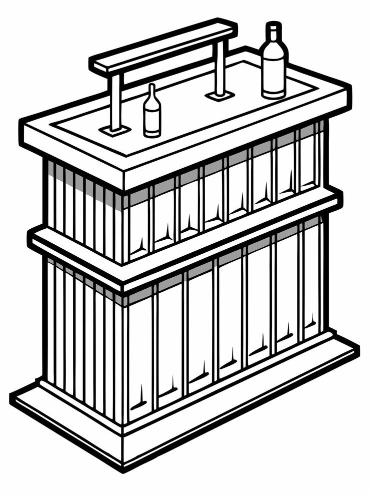 Vektör wooden bar counter colouring book pages for children and adults with vector design