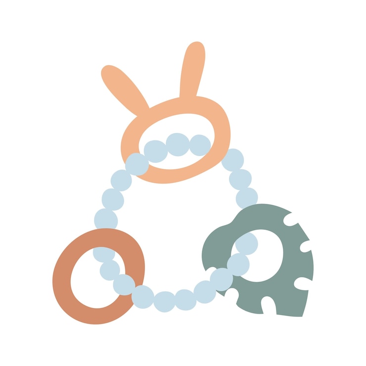 Vektör wooden children teether isolated on white background eco friendly zero waste toy for baby