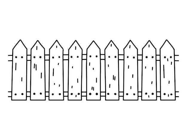 wooden fence in hand drawn doodle sketch style vector illustration isolated on white background