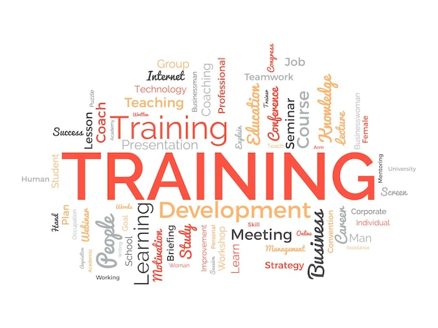Word cloud background concept for Training Professional career development with business workshop conference skill study vector illustration