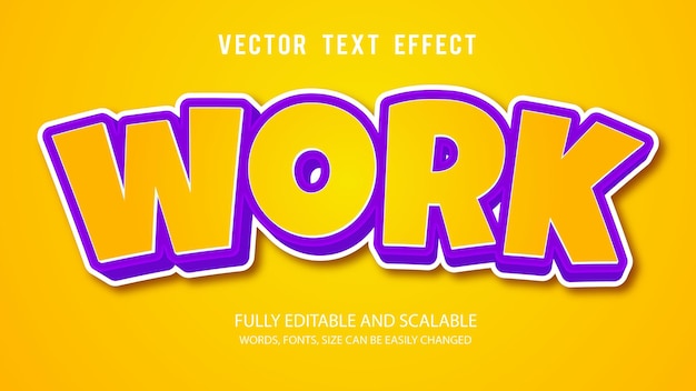 work 3d editable text effect vector with cute background