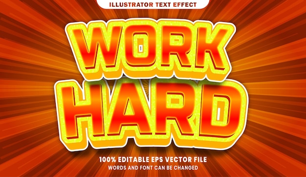 Work hard 3d editable text style effect