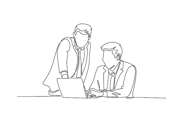 Work place concept Single line draw design vector graphic illustration
