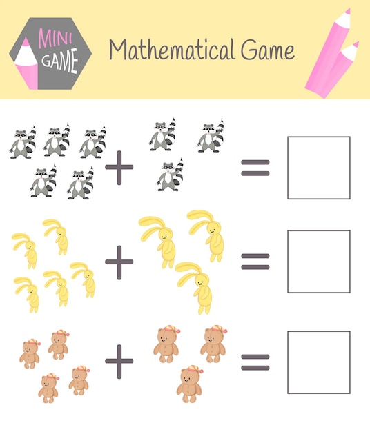 workbook on mathematics for preschool education. puzzles for children. learn to count. solve examples.