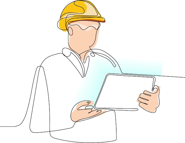 workers in machine industrial factory. continuous one line drawing for your minimal design
