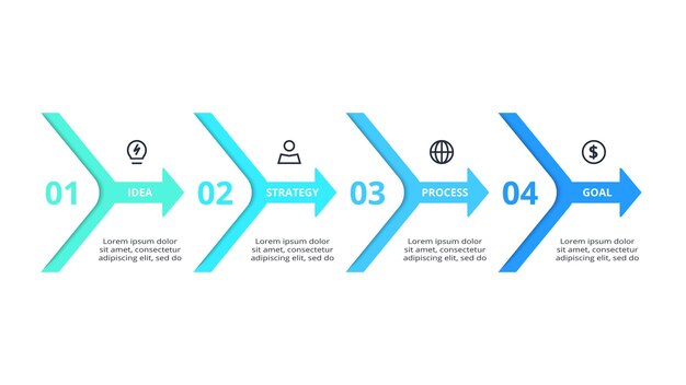 Workflow concept for infographic with 4 steps options parts or processes Business data visualization
