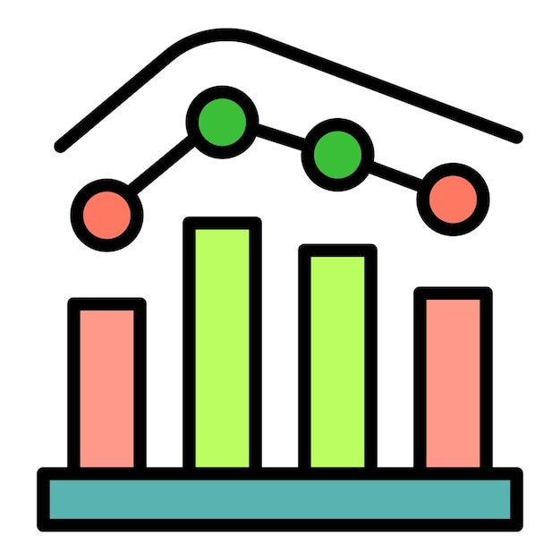Workflow graph icon outline vector Work process Business project color flat