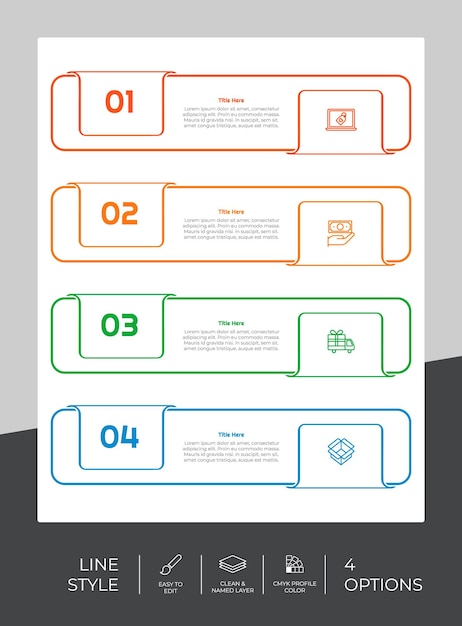 Workflow infographic vector design with 4 steps and line design Step infographic can be used for presentation annual report business purpose