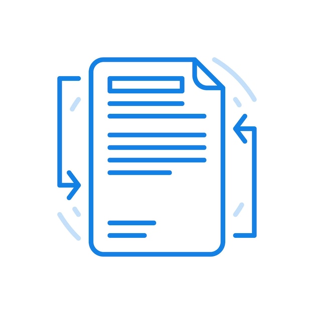 Working with text document vector line icon replacing written text and correcting content of
