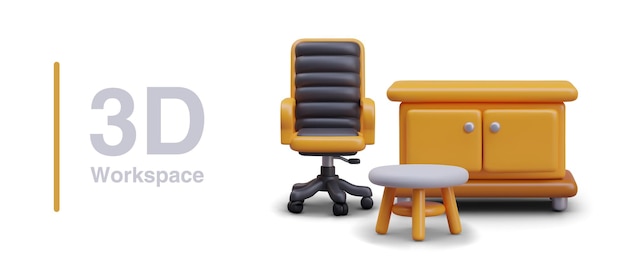 Workplace concept Cabinet with table top office chair stool