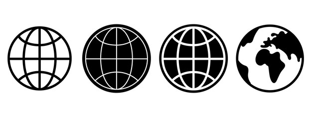 World icon Simple set of globe outline icons Vector EPS 10