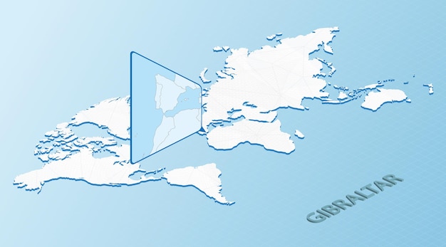 world map in isometric style with detailed map of gibraltar light blue gibraltar map with abstract world map