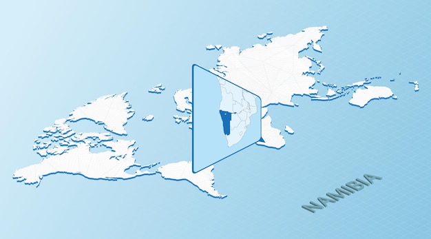 world map in isometric style with detailed map of namibia light blue namibia map with abstract world map