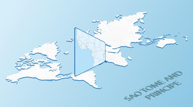 world map in isometric style with detailed map of sao tome and principe light blue sao tome and principe map with abstract world map