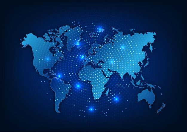 World map technology background Highspeed internet network connection that covers the